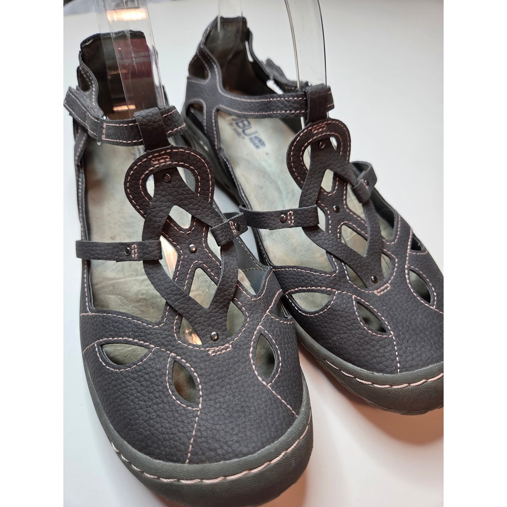 JBU by Jambu Womens 10M Grey Sydney Laser Cut Memory Foam Mary Jane Flats Shoes